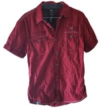 Noize Men&#39;s Burgundy Short Sleeve Button Down Shirt with Pockets - $19.25