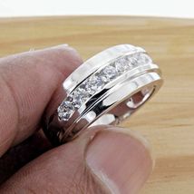 3Ct Round Cut Diamond Men&#39;s Engagement Wedding Band Ring 14k White Gold Finish - £85.64 GBP