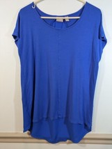 Chico&#39;s top blue pullover womens rayon spandex front polyester sheer back Size 1 - $8.91