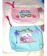 Cosmetic BAGS Pink and Blue for the Beach  Set of 2  8&quot; x 6&quot; - $25.99