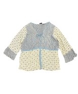 Millenium Y2k Cottagecore 24 Peasant Cream Blue Lace-up Floral Blouse Bo... - $546.62 MXN