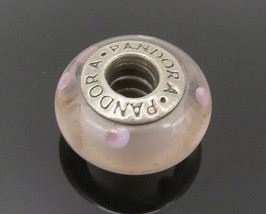 PANDORA 925 Silver - Vintage Love Heart Murano Glass Slide Pendant - PT19840 - £27.03 GBP