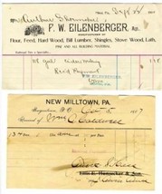5 Pennsylvania &amp; New Jersey Bill Heads 1890s 1900s Lancaster Minsi Asbur... - £10.87 GBP