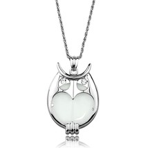 Rhodium Plated Clear Crystal Magnifying lens Owl Pendant Fashion Necklace 26.5&quot; - $64.68