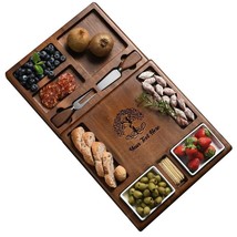 Upgraded Acacia Cheese Board Set, Square Shaped Charcuterie Set, Cheese Platter - £74.16 GBP+