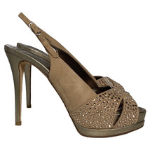 Giuseppe Zanotti Crystal-Embellished Slingback Pumps In Brown Suede Wome Size - £107.94 GBP