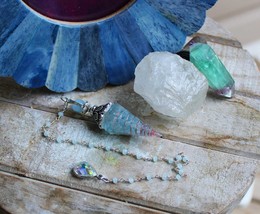 Aquamarine Pendulum with Aquamarine Bead Chain ~ Cleansing Energy ~ - $626.03 MXN