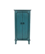Vintage Turquoise Hand Painted Jewelry Armoire with Antique Drawer Pulls - $849.49