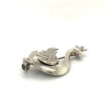 Vintage Sterling Silver Signed Lang Repousse Swan with Crown Lapel Pin B... - $44.55