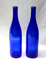 Vintage COBALT BLUE 12&quot; Bottle Bud Vase - Embossed 8419 - MATCHED PAIR Of 2 - $316.67 MXN