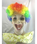Rainbow Clown Wig Large Bow Tie Costume 52492 - £12.65 GBP