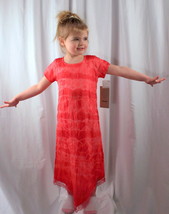 Girls Hot Pink Tie-Dye Silk Dress With Hankie Hem Stamps New With Tags - £11.15 GBP