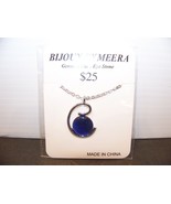 Blue Genuine Cat&#39;s Eye Stone Pendant Necklace Bijoux by Meera - $24.42 CAD