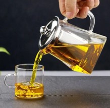 HIGH BOROSILICATE CLEAR HEAT RESISTANT SQUARE GLASS TEAPOT WITH INFUSER ... - $16.82+