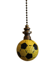 Yellow/Black Soccer Ball Ceiling Fan Pull, 2.25&quot;h with 12&quot; Antiqued Brass Chain - £10.28 GBP