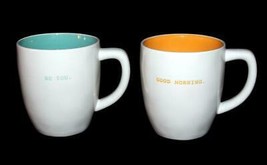 LRG RAE DUNN BE YOU or GOOD MORNING Type Script Colored Interior Mug U-P... - $15.99