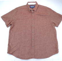 32 Bar Blues Mens Linen Blend Shirt Size XL Red Brown Short Sleeve Butto... - £17.15 GBP