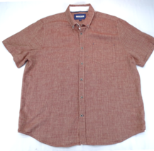 32 Bar Blues Mens Linen Blend Shirt Size XL Red Brown Short Sleeve Butto... - £16.49 GBP