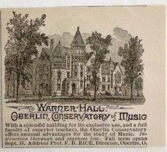 Warner Hall Oberlin Conservatory 1885 Advertisement Victorian Music ADBN... - $14.99