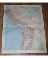 1957 VINTAGE MAP OF ANDES MOUNTAINS / CHILE PERU ARGENTINA / SCALE 1:5,0... - $35.20