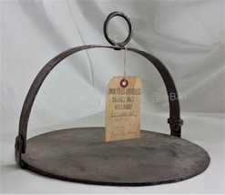 1750 antique GRIDDLE PAN WROUGHT IRON england heavy camp fireplace early cake - $123.70