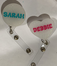 badge reels retractable id holders White Sparkle With Your Name. - £7.89 GBP