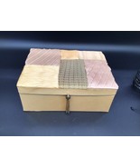Elegant Gold Fabric Covered Decorative Storage Box with Tassel – Patchwo... - $25.76 CAD