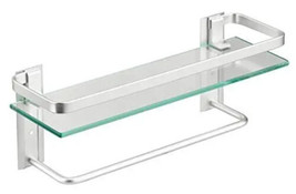 Volpone Tempered Glass Bathroom Shelf With Towel Bar New Unassembled In Box - $28.01