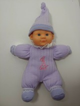 Gi-Go Toys small mini plush baby doll vinyl head purple hat pjs outfit g... - $10.39