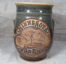 Minnesota Wild Rice Pottery Canister Crock Signed Glaze Jar Loon Decor N... - $16.78