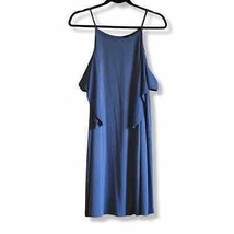 Aqua Grey Blue Cold Shoulder Knit A-Line Dress - £27.63 GBP
