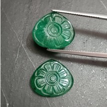 Paper Thin Hand Engraved Emerald , 12.88 Cttw , Emerald Heart , Emerald Carving  - £1,995.89 GBP