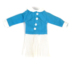Vintage Barbie Clone Clothes Doll Dress Turquoise White Pleated  - £15.80 GBP