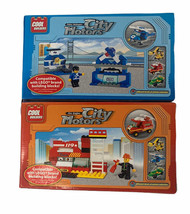 Lot of 2 Cool Builders City Motors Interlocking Building Block Sets Fire... - $31.72 CAD