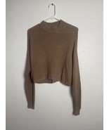 Hollister Open Knit Long Sleeve Mock Neck Cropped Sweater Small - $367.57 MXN