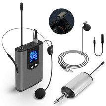 Uhf Wireless Microphone Lavalier Lapel Mic Receiver Transmitter Headset Set E2Q1 - £38.04 GBP