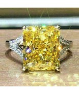 4Ct Simulated Yellow Citrine Engagement Ring Solid 14K White Gold Plated... - £78.89 GBP