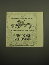 1960 Bergdorf Goodman Miss Bergdorf Perfume Ad - The words for charming - $14.99