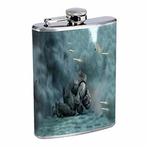 Warrior Soldier Hip Flask Stainless Steel 8 Oz Silver Drinking Whiskey Spirits E - £7.82 GBP