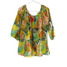 Hester &amp; Orchard Linen Blend Top Tropical Plant Resort Vacation NWT Size XL - £19.14 GBP