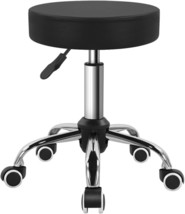 Black PU Leather Swivel Stool with Wheel Perfect for Salon Work Home SPA... - $55.97