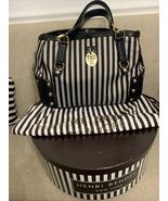 Henri Bendel Large Centennial Striped Barrel Bag Black Snake 712 5th Ave - $272.25