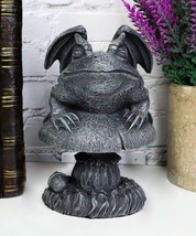 Ebros Gift Toad Gargoyle on Mushroom Figurine Collectible 5&quot; Height Horned - $38.71 CAD