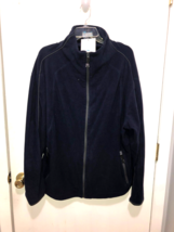 NWT Tri-Mountain Full Zip Fleece Jacket Mens XL Navy Blue Zippered Pockets - $21.77