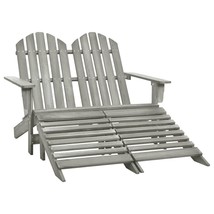 2-Seater Garden Adirondack Chair&amp;Ottoman Fir Wood Grey - £55.21 GBP