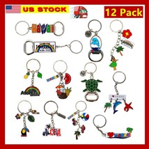 12 Pack of Hawaiian Keychain Souvenirs bulk, Metal Ring, Hawaii Gift Bundle - £12.21 GBP