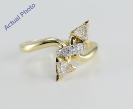18k Yellow Gold Triangle &amp; Round Diamond Ring (0.56 Ct I VS Clarity) - £810.13 GBP