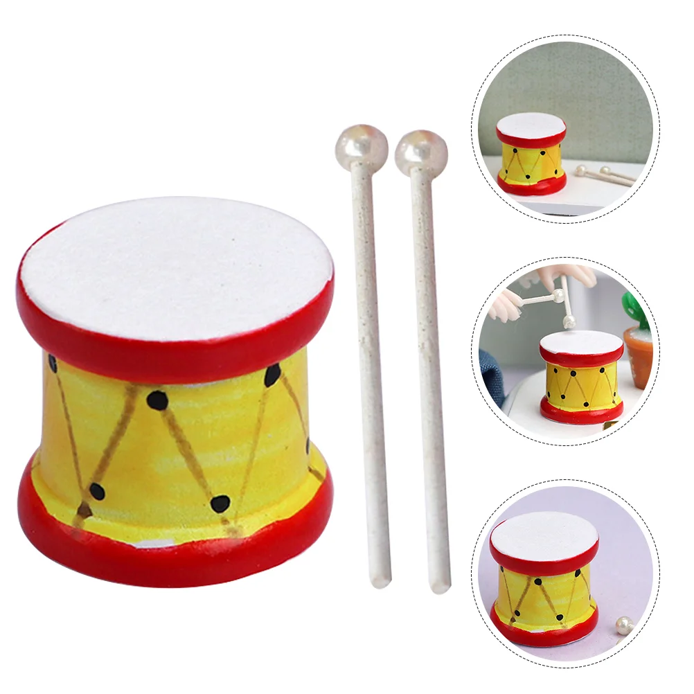 Miniature Drum Set 1:12 Scale Mini Musical Instrument Drum Simulated Drum Sticks - £12.61 GBP