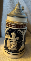 Antique German Stein with Gnome and Cherubs Pewter Top - £33.81 GBP