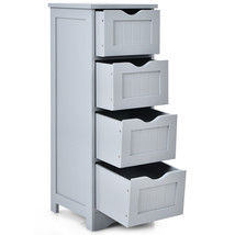 Costway Wooden Free Standing Storage Side Organizer Bathroom Floor Cabinet Grey - £136.22 GBP